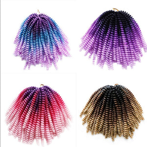 8inch Passion Twist Crochet Hair Spring Twist Hair Crochet Braids Synthetic Braiding Hair Extensions Crotchet Rainbow 30Roots