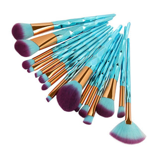 15pcs 3D Makeup Brushes Set High Quality Foundation Blusher Powder Brush Tools Flat Eyeliner Full Function Makeup Brush Kit