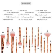 Load image into Gallery viewer, 15pcs 3D Makeup Brushes Set High Quality Foundation Blusher Powder Brush Tools Flat Eyeliner Full Function Makeup Brush Kit
