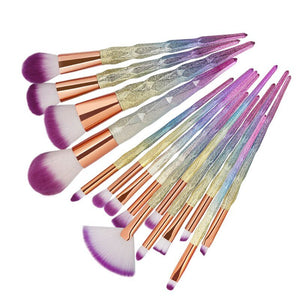 15pcs 3D Makeup Brushes Set High Quality Foundation Blusher Powder Brush Tools Flat Eyeliner Full Function Makeup Brush Kit