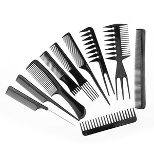 10pcs/Set Professional Hair Brush Comb Salon Barber Anti-static Hair Combs Hairbrush Hairdressing Combs Styling Tools Hair Care