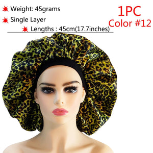 Big Size Silk Sleeping Cap Night Hat Head Cover Bonnet Satin Cheveux Nuit For Curly Hair Care Women Beauty Maintenance Designer