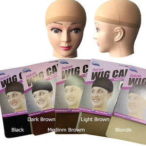 2Pcs Women Stockings Style Stretchable Wig Cap Brown Stocking Cap Hair Net Elastic Mesh Liner Snood Cosplay Making Wigs