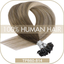 Load image into Gallery viewer, U Nail Tip Remy Keratin Human Hair Extensions Straight natural Pre Bonded Fusion
