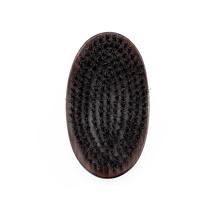 Men Oval Bristle Hair Wave Brush Solid Wood