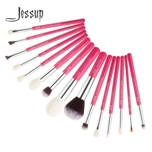 Jessup Makeup Brushes Set 15pcs Foundation Highlighter Powder Make Up Brush Eyeshadow Liner Blending Cosmetic Tool Kits