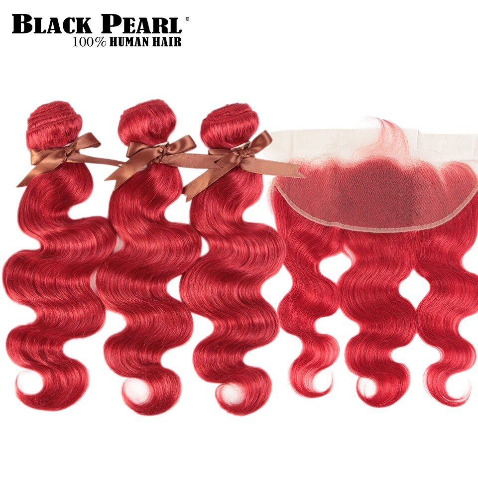 Red Bundles With Frontal Brazilian Body Wave 