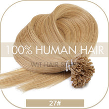 Load image into Gallery viewer, U Nail Tip Remy Keratin Human Hair Extensions Straight natural Pre Bonded Fusion
