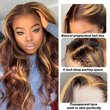 Load image into Gallery viewer, Highlight Wig Brazilian Body Wave Lace Front Human Hair Wigs 13x4 13x6 Frontal Wig Brown Colored Human Hair Wigs Pre-Plucked
