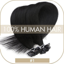 Load image into Gallery viewer, U Nail Tip Remy Keratin Human Hair Extensions Straight natural Pre Bonded Fusion
