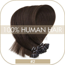 Load image into Gallery viewer, U Nail Tip Remy Keratin Human Hair Extensions Straight natural Pre Bonded Fusion
