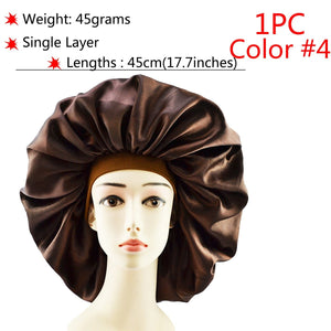 Big Size Silk Sleeping Cap Night Hat Head Cover Bonnet Satin Cheveux Nuit For Curly Hair Care Women Beauty Maintenance Designer