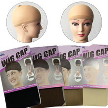 Load image into Gallery viewer, 2Pcs Women Stockings Style Stretchable Wig Cap Brown Stocking Cap Hair Net Elastic Mesh Liner Snood Cosplay Making Wigs
