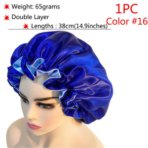 Big Size Silk Sleeping Cap Night Hat Head Cover Bonnet Satin Cheveux Nuit For Curly Hair Care Women Beauty Maintenance Designer