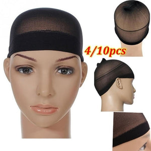 2Pcs Women Stockings Style Stretchable Wig Cap Brown Stocking Cap Hair Net Elastic Mesh Liner Snood Cosplay Making Wigs