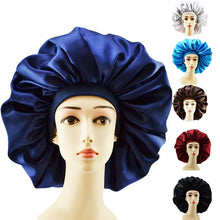 Load image into Gallery viewer, Big Size Silk Sleeping Cap Night Hat Head Cover Bonnet Satin Cheveux Nuit For Curly Hair Care Women Beauty Maintenance Designer
