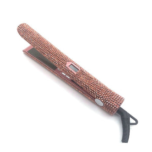 Hair Straightener Curler With Rhinestone Titanium Plate