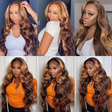 Load image into Gallery viewer, Highlight Wig Brazilian Body Wave Lace Front Human Hair Wigs 13x4 13x6 Frontal Wig Brown Colored Human Hair Wigs Pre-Plucked
