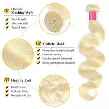 Load image into Gallery viewer, 3/4/10 Pcs 613 Blonde Hair Extension Brazilian Hair Weave Bundles Body Wave Remy
