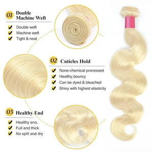 3/4/10 Pcs 613 Blonde Hair Extension Brazilian Hair Weave Bundles Body Wave Remy