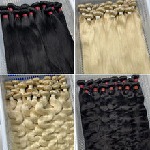 Load image into Gallery viewer, 613 Blonde Straight Brazilian Weave Honey Color 3 4 10 Bundles Remy
