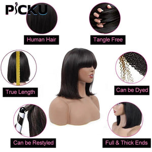 Straight Bob Human Hair Wigs  Glueless Brazilian Remy Human Hair No Lace Bob Wigs