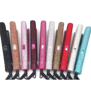 Hair Straightener Curler With Rhinestone Titanium Plate