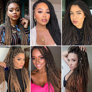 Beyond Beauty Crotchet Box Braid Hair Extensions Ombre Black Brown Colors Braiding Hair Synthetic Crochet Braids