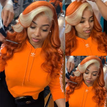 Load image into Gallery viewer, 13x4 Highlight 30 Inch Ginger Orange Brazilian 613 Honey Blonde Body Wave HD Transparent Lace Front Human Hair Wig
