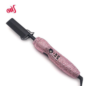 Crystal Pressing Hot Comb Electric Ceramic Pressing Comb High Heat Hot Comb 2 In 1 Hot Comb Straightener