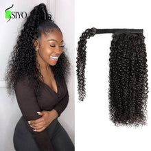 Load image into Gallery viewer, Afro Kinky Curly Ponytail Human Hair Brazilian Curly Wrap Around Ponytail  Extensions
