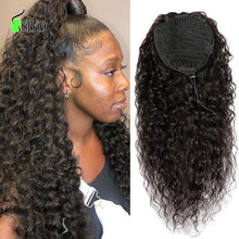 Load image into Gallery viewer, Afro Kinky Curly Ponytail Human Hair Brazilian Curly Wrap Around Ponytail  Extensions
