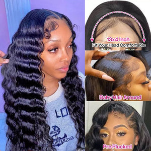 Lace Front Human Hair Wig Transparent  Loose Deep Wave Human Hair Wig