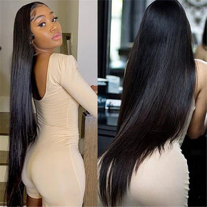 Burgundy Straight Lace Front HD Transparent Human Hair Wig Pre Plucked