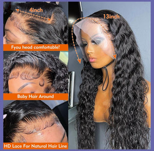 Loose Deep Wave HD Frontal Wig Curly Human Hair Brazilian 13x4 Wet And Wavy Water Wave Full Lace Front Wig