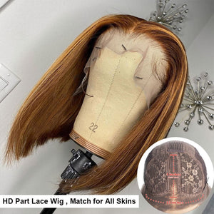 Bob Wig Lace Front Human Hair Wigs Brazilian T Frontal Ombre Highlight /Natural Color