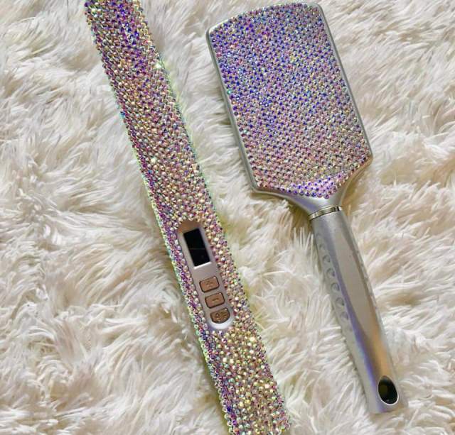 Wide Plate Diamond Hair Straightener, High Temperature Titanium Electric Heating Hair Extension Splint, Straight Curling